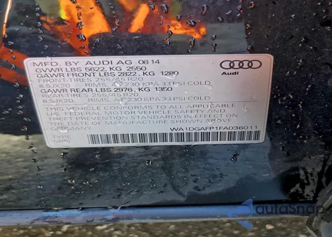 2015 Audi Q5 Premium Plus из США, поврежденный, VIN WA1DGAFP1FA036011